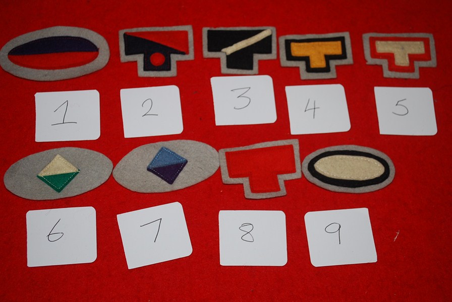 WW2 AUSTRALIAN COLOUR PATCHES TRAY 7-ALL SOLD