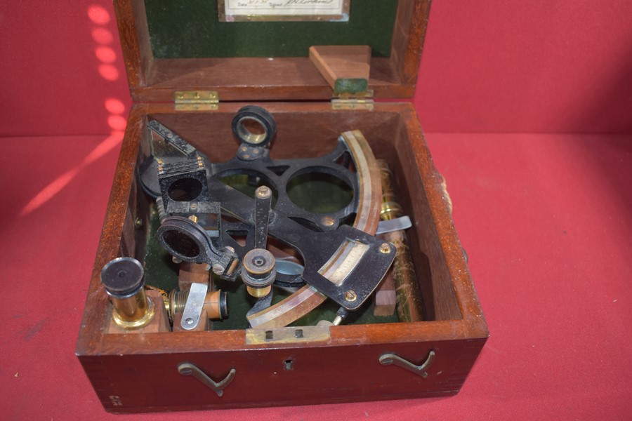 WW2 NAVAL SEXTANT LONDON MAKER H. HUGHES AND SONS.-SOLD