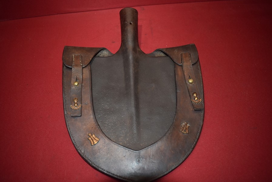WW1 BRITISH OFFICERS TRENCH SHOVEL AND LEATHER CARRIER-SOLD