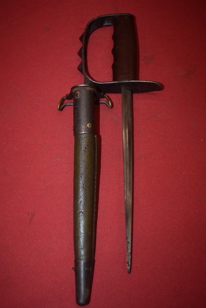 1917 U.S. TRENCH KNIFE WITH KNUCKLE GUARD AND ORIGINAL SCABBARD-SOLD