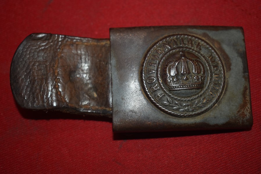 WW1 IMPERIAL GERMAN ARMY SAXONY STATE BELT BUCKLE AND LEATHER TAB-SOLD