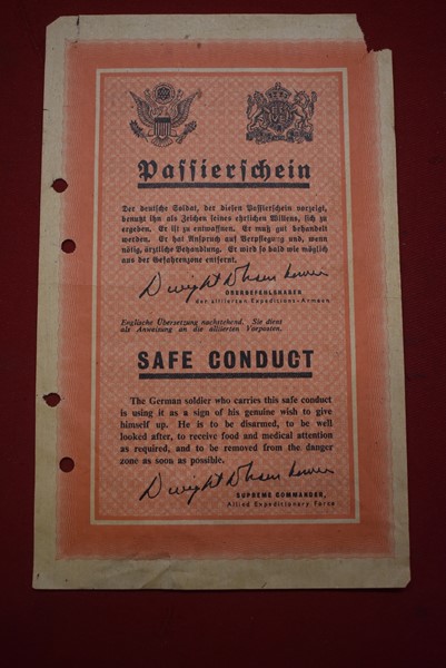 WW2 ALLIED SAFE CONDUCT PASS LEAFLET FOR GERMAN FORCES-SOLD