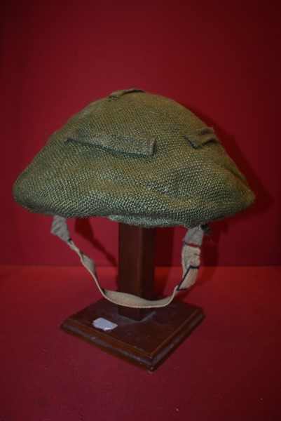 WW2 BRITISH/COMMONWEALTH ARMY TOMMY HELMET HESSIAN HELMET COVER IN GREEN-SOLD