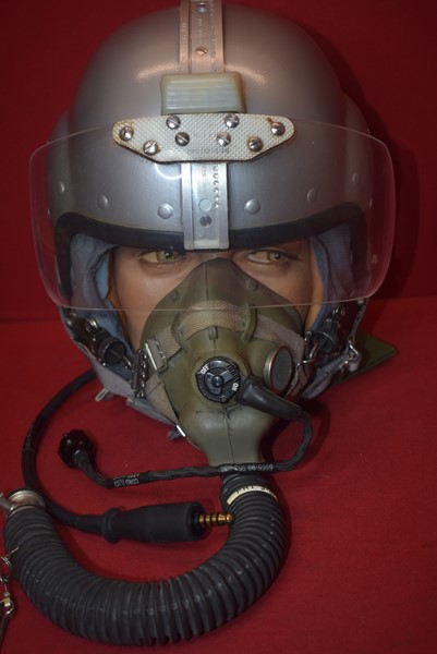 COLD WAR ERA BRITISH RAF MK-1A PILOTS HELMET WITH OXYGEN MASK AND BOX OF ISSUE-SOLD