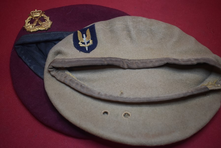AUSTRALIAN SAS MAROON AND SANDY BERETS PROVENANCED TO A VIETNAM WAR WIA AND MID TROOPER-SOLD