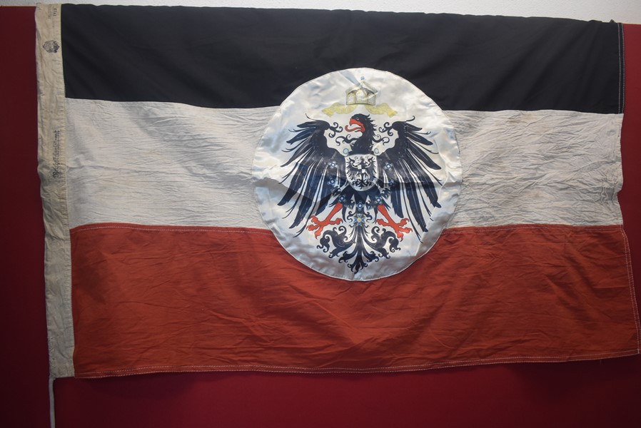 RARE IMPERIAL GERMAN AFRICAN COLONIES FLAG FROM SWAKOPMUND NAMIBIA WITH SILKEN CENTRE PANELS-ON HOLD JB
