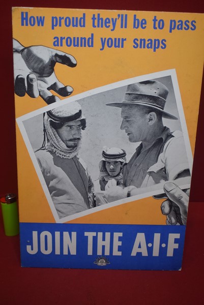 AUSTRALIAN WW2 AIF RECRUITING COUNTER TOP DISPLAY CARD-SOLD