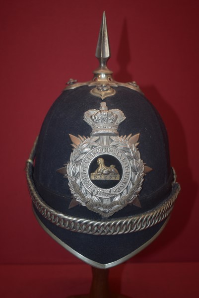 BRITISH VICTORIAN PERIOD OFFICERS HOME SERVICE HELMET TO THE FIRST BATTALION SOUTH LANCASHIRE REGIMENT