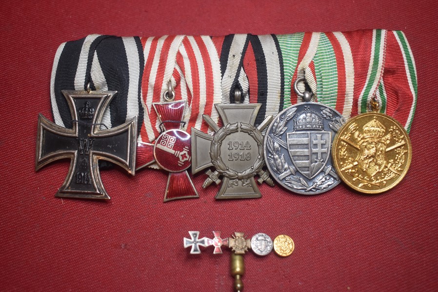 WW1 IMPERIAL GERMANY 5 MEDAL GROUP WITH MINI STICK PIN-SOLD