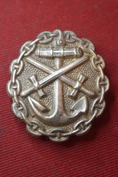 WW1 IMPERIAL GERMAN KRIEGSMARINE WOUND BADGE SILVER GRADE-SOLD