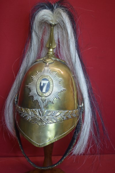 BRITISH 1871 PATTERN CAVALRY HELMET OF THE 7TH (ROYAL) DRAGOONS-SOLD