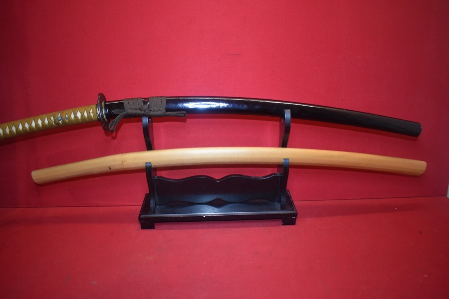 ANTIQUE JAPANESE KATANA LONG SWORD (TACHI) SIGNED KANEYOSHI WITH SHIRASAYA-SOLD