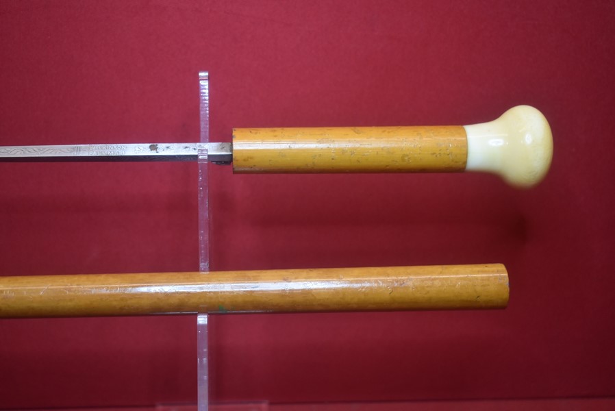 VICTORIAN ERA MALACCA WOOD SWORD STICK/CANE BY WILKINSON PALL MALL-SOLD