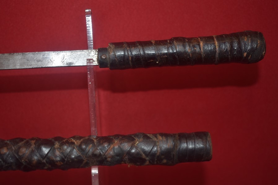 BRITISH ARMY OFFICERS LEATHER WRAPPED SWORD BATON/STICK-SOLD