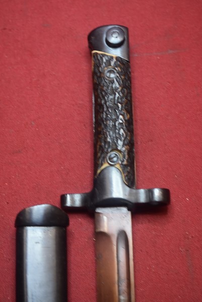 RARE WW2 ITALIAN CARCANO BAYONET WITH STAG HORN GRIPS-SOLD