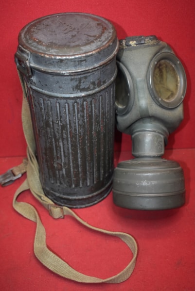 WW2 GERMAN LUFTWAFFE GAS MASK AND CANISTER-SOLD