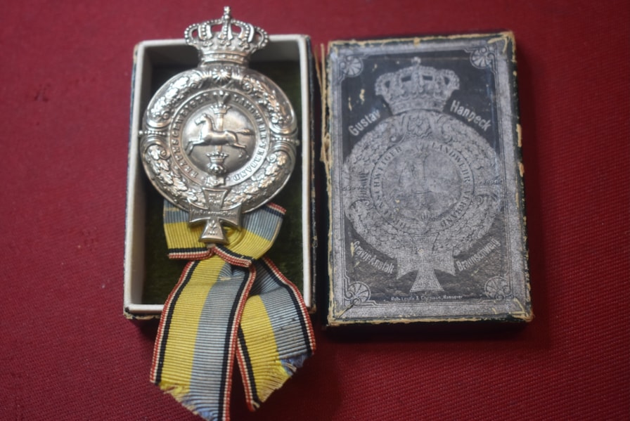 BOXED IMPERIAL GERMAN BRUNSWICK PRE WW1LAND FORCES VETERANS ASSOCIATION BADGE