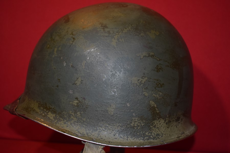 WW2 US M1 OFFICERS HELMET-FIXED BALE-FRONT SEAM-SOLD