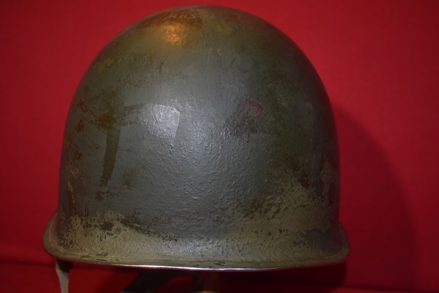WW2 US M1 OFFICERS HELMET-FIXED BALE-FRONT SEAM-SOLD