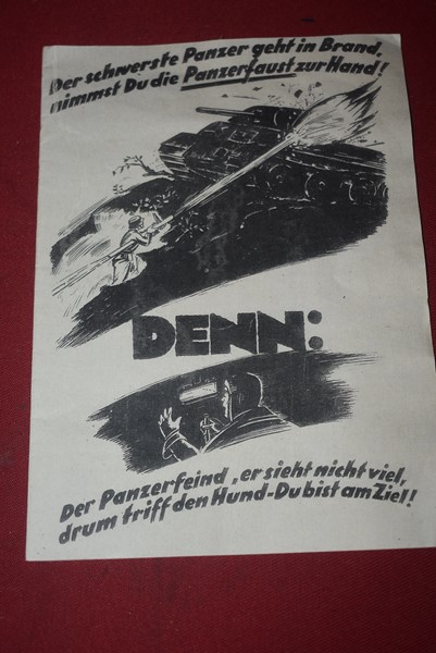 WW2 GERMAN PANZERFAUST INSTRUCTION LEAFLET-SOLD