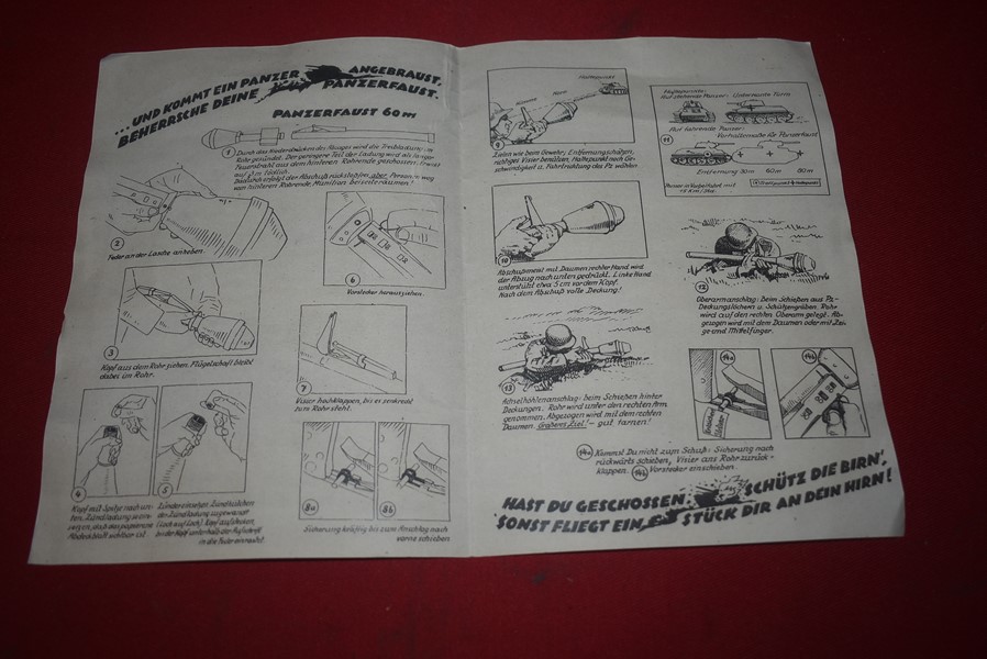 WW2 GERMAN PANZERFAUST INSTRUCTION LEAFLET-SOLD