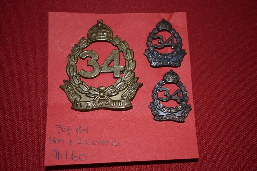 AUSTRALIAN ARMY BADGES 34 BN (ILLAWARRA REGT) 30-42-SOLD