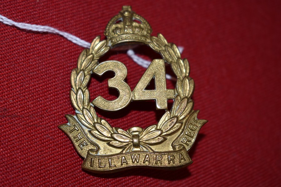 AUSTRALIAN ARMY HAT BADGE 34BN "ILLAWARA REGIMENT". 30-42.-SOLD
