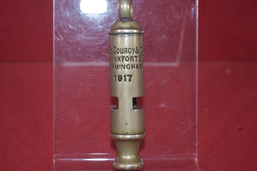 WW1 1917 DATED BRITISH/AUSTRALIAN OFFICERS TRENCH WHISTLE -SOLD