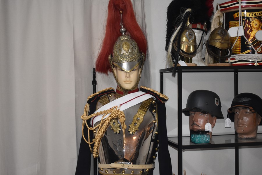HOUSEHOLD CAVALRY (BLUES AND ROYALS) COMPLETE UNIFORM AND HELMET GROUPING-SOLD