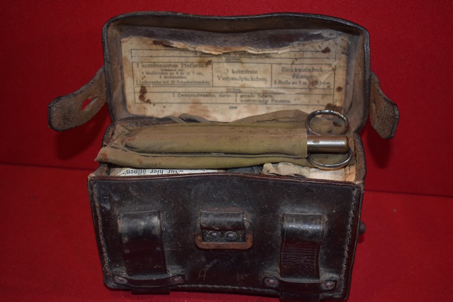 WW2 GERMAN ARMY FIELD MEDICAL POUCH AND CONTENTS.-SOLD