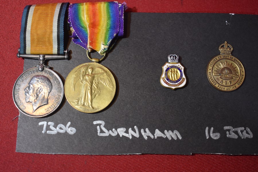 WW1 AUSTRALIAN PAIR OF MEDALS TO 16 BN WOUNDED IN ACTION (WIA)-SOLD