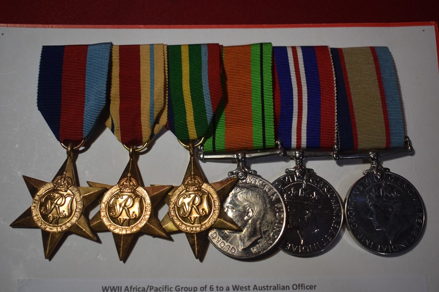 AUSTRALIAN WW2 AFRICA AND PACIFIC STAR GROUP OF 6 TO A WESTERN AUSTRALIAN OFFICER