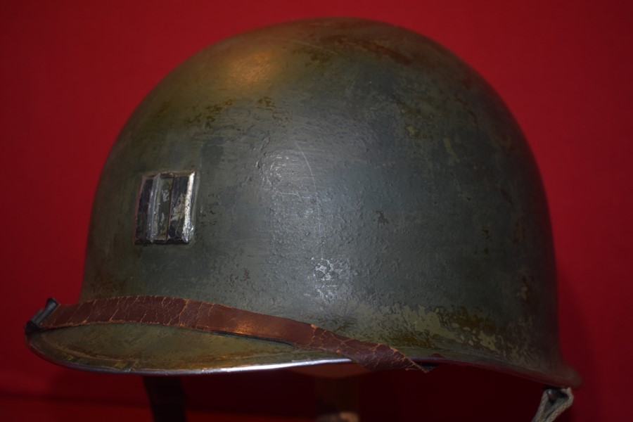 WW2 US M1 OFFICERS HELMET-FIXED BALE-FRONT SEAM-SOLD