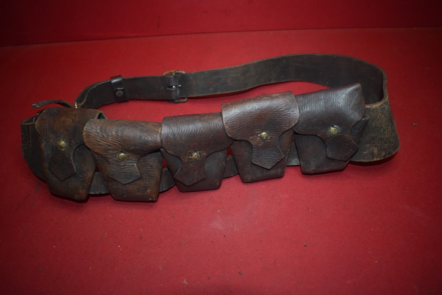 WW1 BRITISH/AUSTRALIAN 5 POCKET LEATHER AMMUNITION BANDOLEER