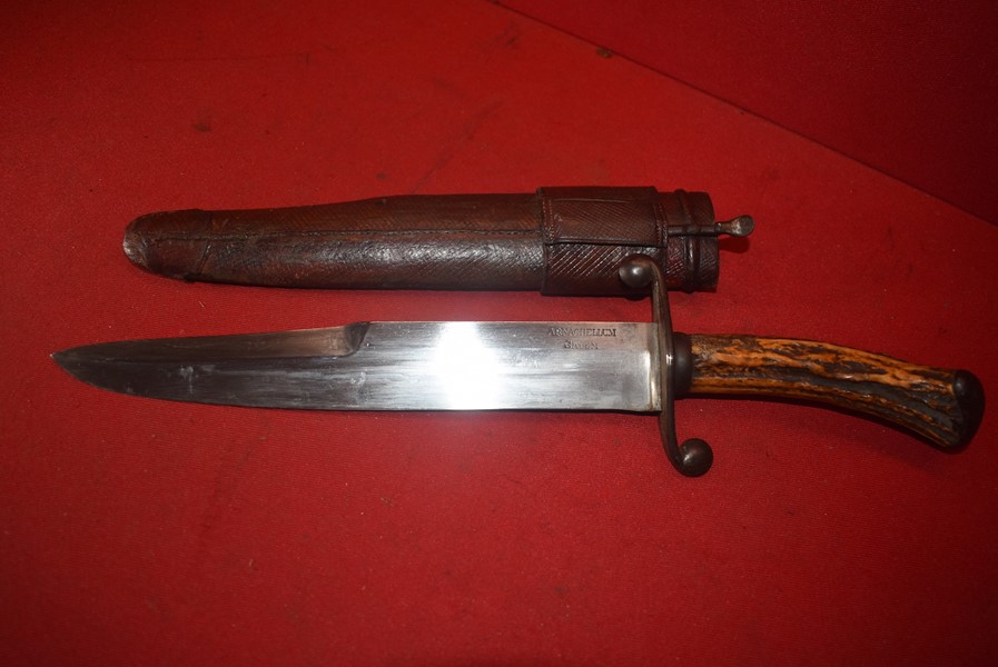 BRITISH 19TH CENTURY BOWIE FIGHTING KNIFE BY ARNACHELLUM SALEM-SOLD