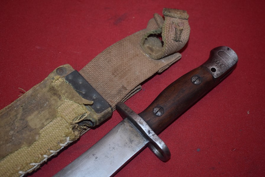 WW2 AUSTRALIAN MK1 PARATROOPERS MACHETE BAYONET 1944 WITH REMNANTS OF SCABBARD-SOLD