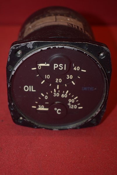RAF/RAAF SMITHS OIL PRESSURE AND TEMPERATURE GAUGE
