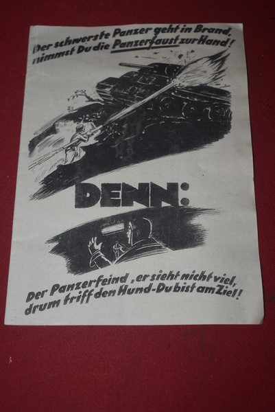 WW2 GERMAN PANZERFAUST INSTRUCTION LEAFLET-SOLD