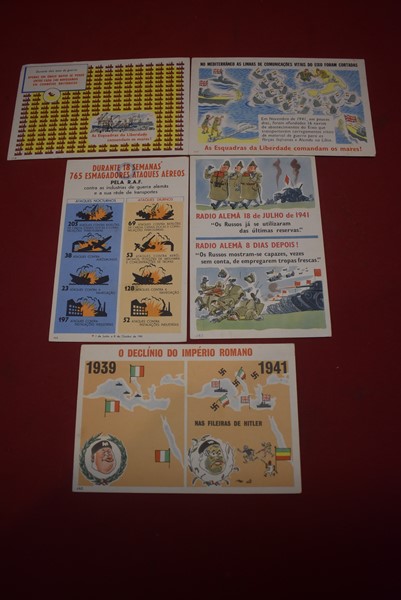 WW2 PORTUGUESE PRO-BRITISH POSTCARDS X 5-SOLD