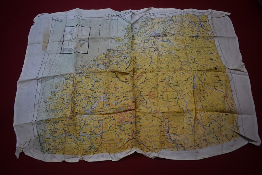 WW2 BRITISH PILOTS SILK ESCAPE/EVASION MAP NORWAY-SOLD