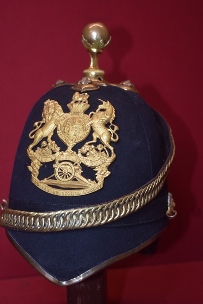 BRITISH ROYAL ARTILLERY HOME SERVICE PATTERN BLUE CLOTH HELMET. -SOLD