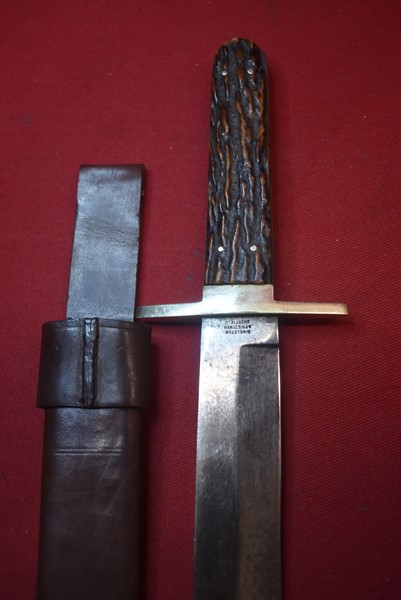 19th CENTURY BOWIE KNIFE BY SINGLETON AND PRIESTMAN SHEFFIELD