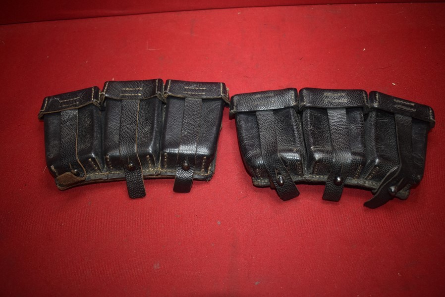 WW2 GERMAN ARMY PAIR OF TRIPLE AMMO POUCHES FOR THE K98.-SOLD