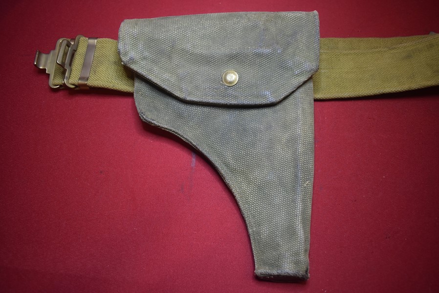 WW2 BRITISH/AUSTRALIAN WEB BELT AND HOLSTER FOR THE LUGER PISTOL