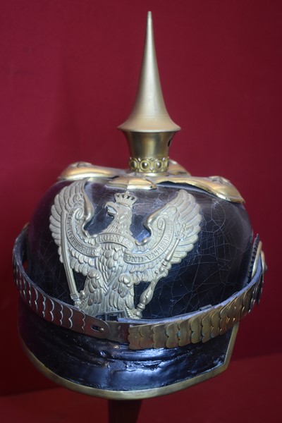 RARE WW1 IMPERIAL GERMAN PRUSSIAN DRAGOON OFFICERS SPIKE HELMET (PICKELHAUBE)