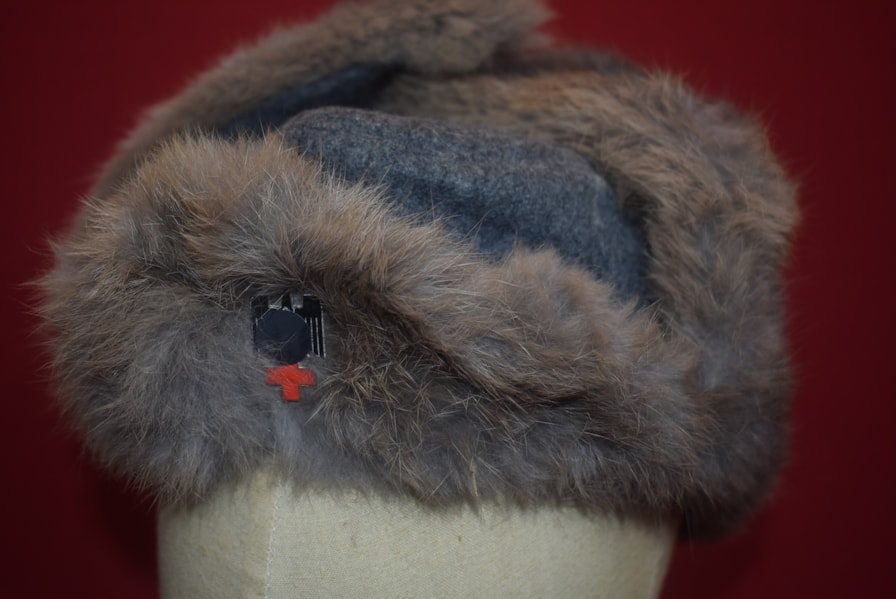 WW2 GERMAN RED CROSS WINTER FUR CAP