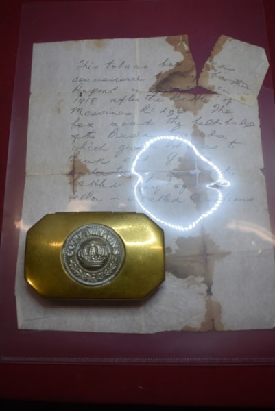 WW1 IMPERIAL GERMAN TRENCH ART TOBACCO TIN WITH PROVENANCE