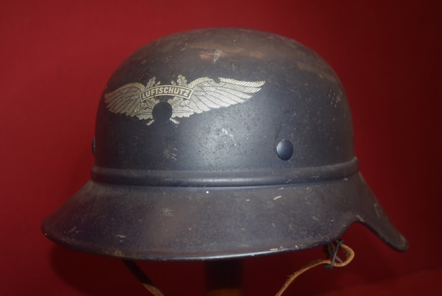 WW2 GERMAN GLADIATOR LUFTSCHUTZ HELMET..-ON HOLD LS