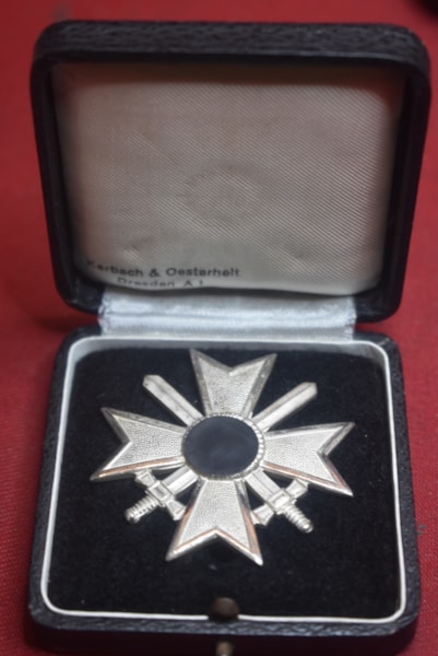 CASED WW2 GERMAN WAR MERIT CROSS WITH SWORDS FIRST CLASS RARE MAKER 62