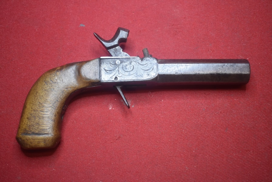 ANTIQUE FRENCH PERCUSSION BOX LOCK PISTOL